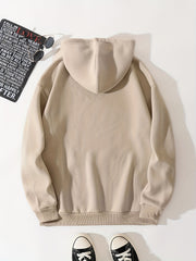 Letter Print Kangaroo Pocket Hoodie Casual Long Sleeve Drawstring Hoodies