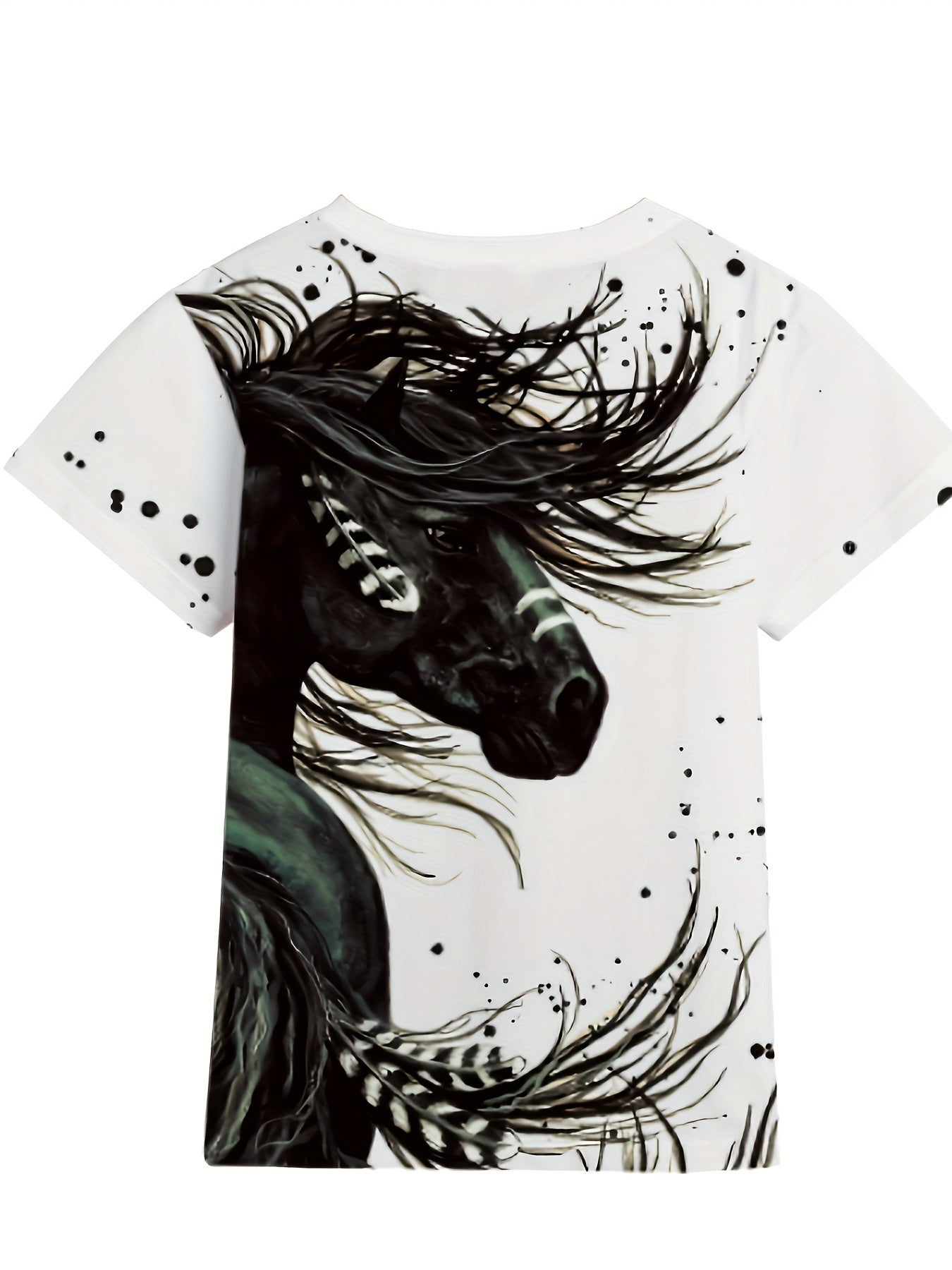 3D Horse Graphic Short Sleeve T shirt Boys Girls Western Style