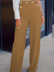Button Decor Wide Leg Pants for Women