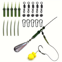 25pcs Carp Fishing Accessories Set: Sleeves, Swivels, Rings, Snap Pins, Beads