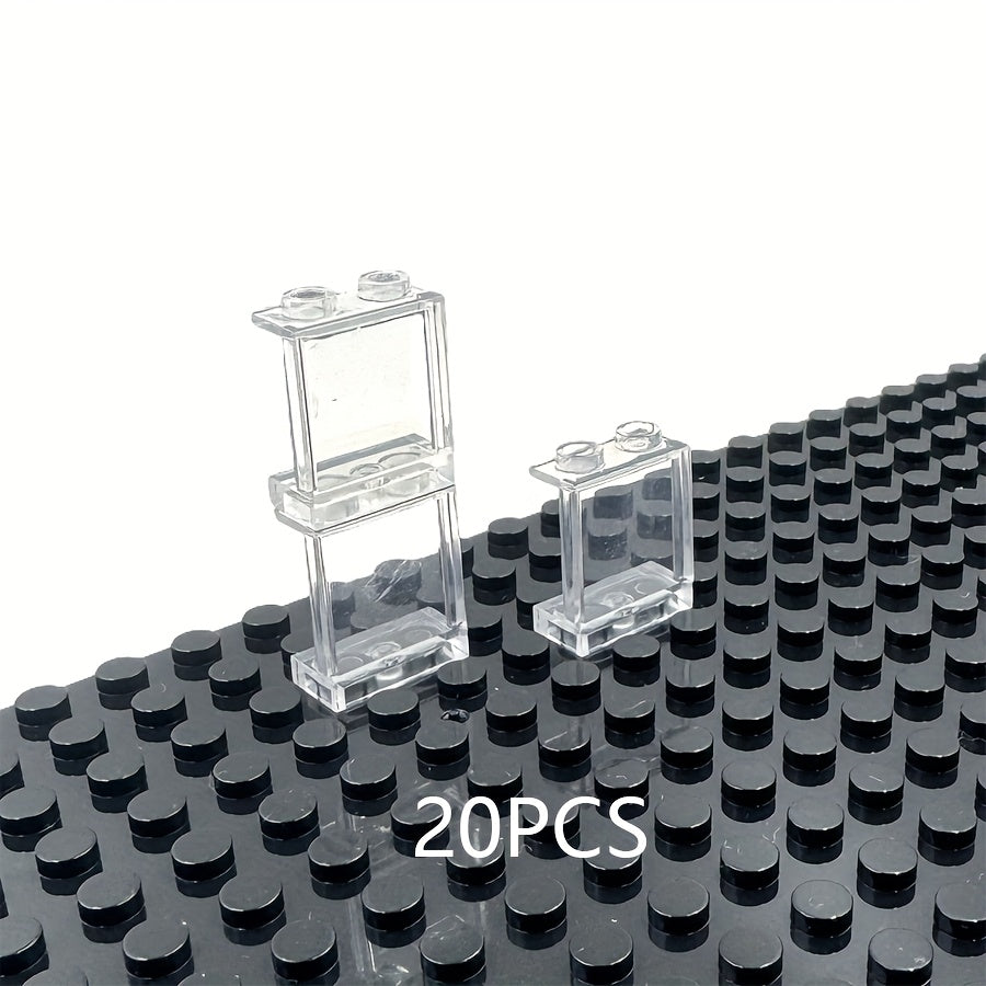 20pcs 1x2x2 Clear Transparent Bricks Panel Window Frame Building Block Toys