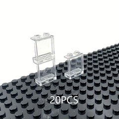 20pcs 1x2x2 Clear Transparent Bricks Panel Window Frame Building Block Toys