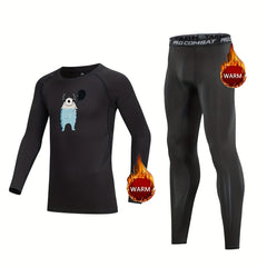 Little Monster Print Kids Fleece Base Set Long Sleeve & Legging