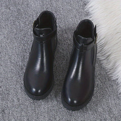 Solid Chunky Heel Boots Buckle Strap Short Boots Comfortable