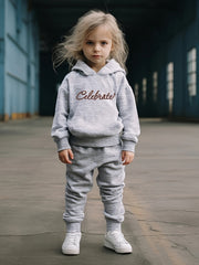 Alphabets Pattern Hooded Sweatshirt and Sweatpants Set for Girls