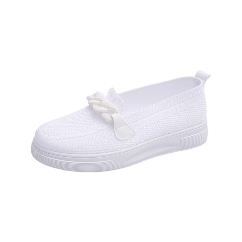 Platform Chain Slip-On Loafers Solid Round Toe Shoes