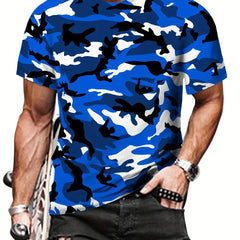 Camouflage Print Men's Graphic T-Shirt for Summer