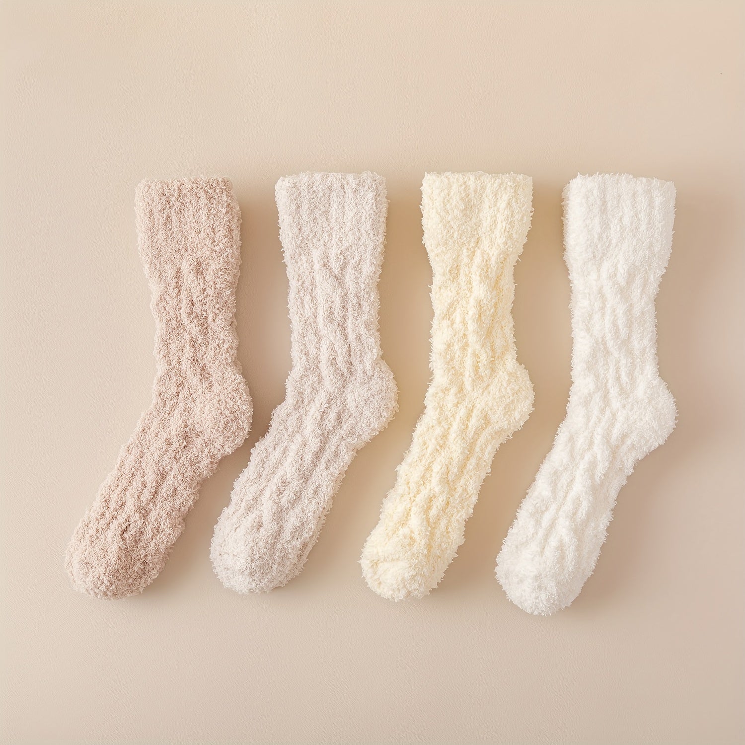 Women's Solid Fuzzy Mid Tube Socks - Comfy & Warm Stockings