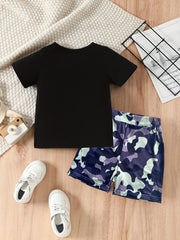 Boys Birthday Graphic T shirt & Camo Shorts Set Toddler Summer Clothes