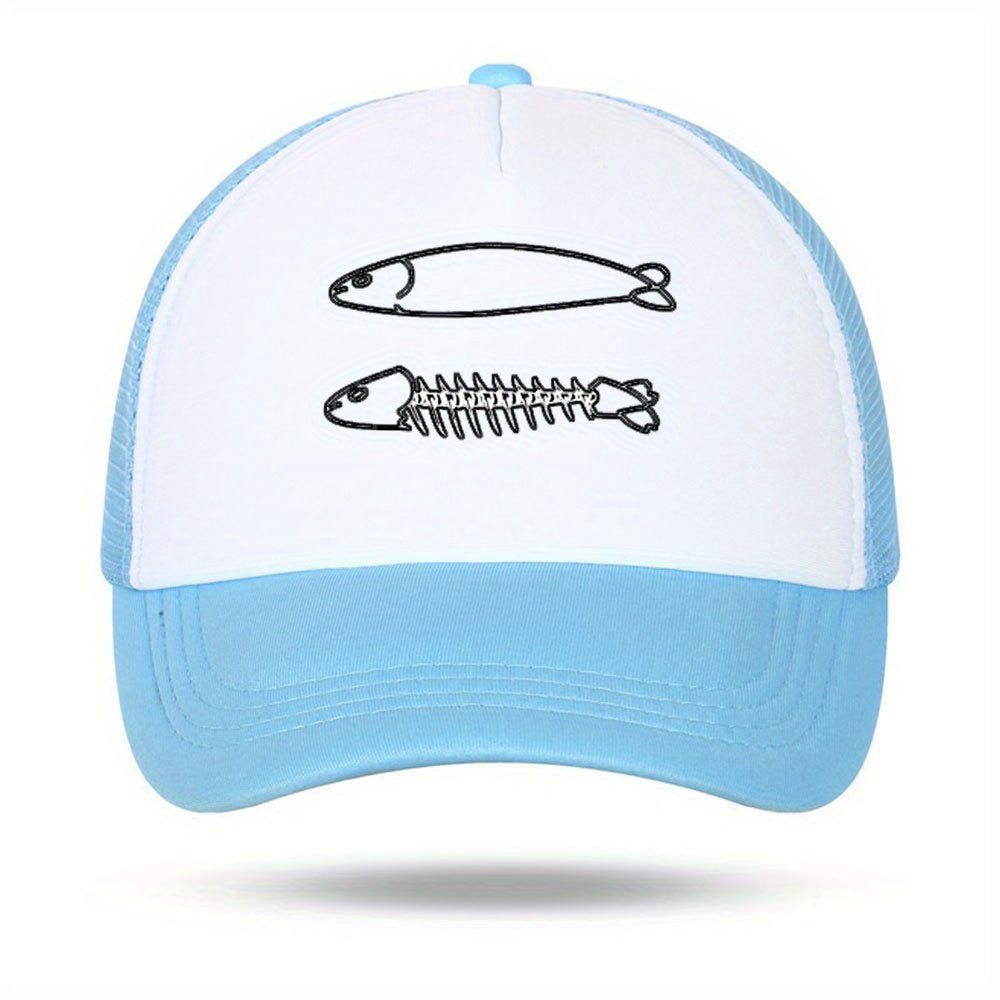 Fish Bones Pattern Baseball Cap for Outdoor Fishing