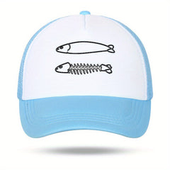 Fish Bones Pattern Baseball Cap for Outdoor Fishing