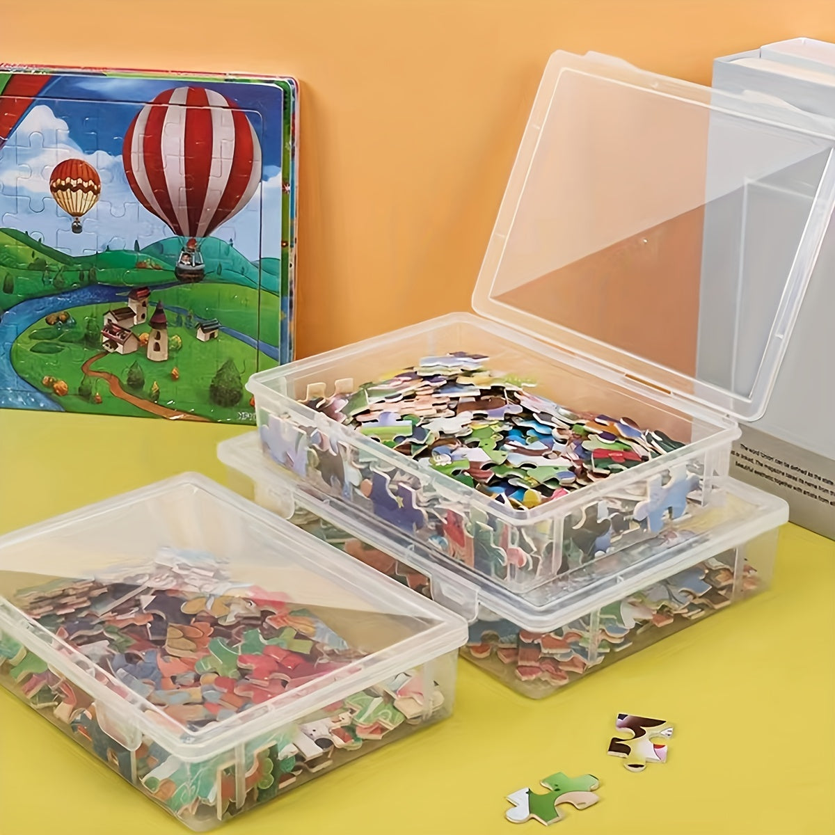 Large Capacity Transparent Building Blocks Puzzle Storage Box