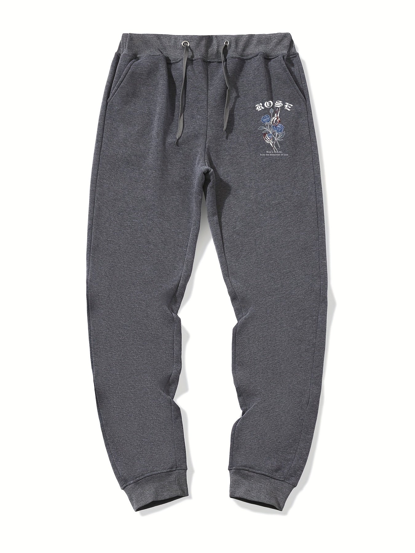 Men s Rose Print Drawstring Sweatpants