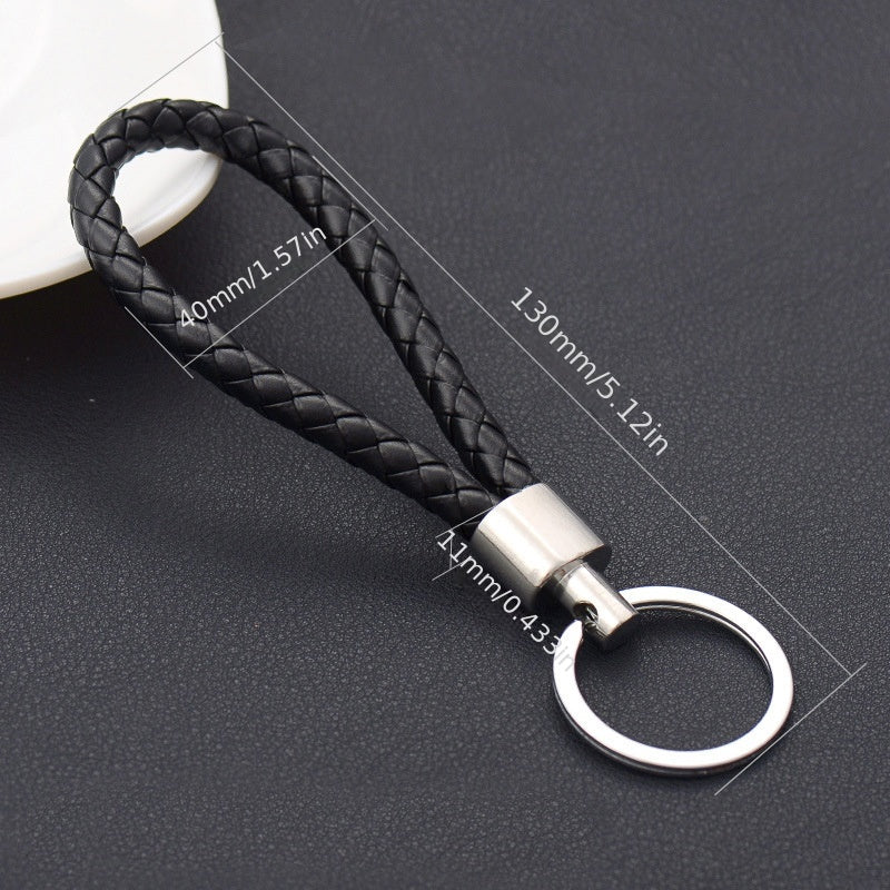 Men's Leather Rope Woven Keychain