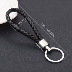 Men's Leather Rope Woven Keychain