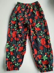 Girls Tiny Flowers Graphic Cotton Jogger Trousers Summer Kids Baggy Pants