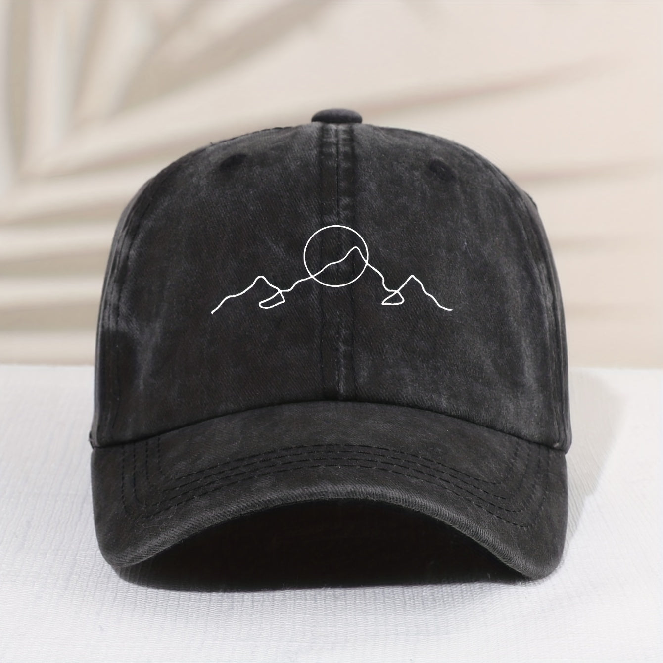 Kids Distressed Vintage Baseball Cap with Mountain Print