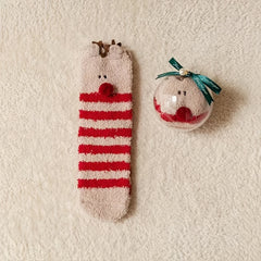 4 Pairs Christmas Velvet Socks Tree Decoration Men Women Mid-calf Sleeping Socks