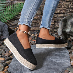 Women's Glitter Platform Espadrilles Slip On Shoes