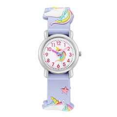 Girls Unicorn Print Waterproof Watch with Rubber Wristband