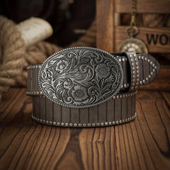 Western Style Vertical Grain PU Leather Belt For Men