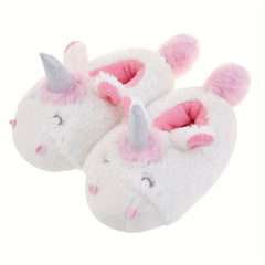 Unicorn Furry House Shoes Girls Non Slip Warm Soft Bottom Walking Shoes