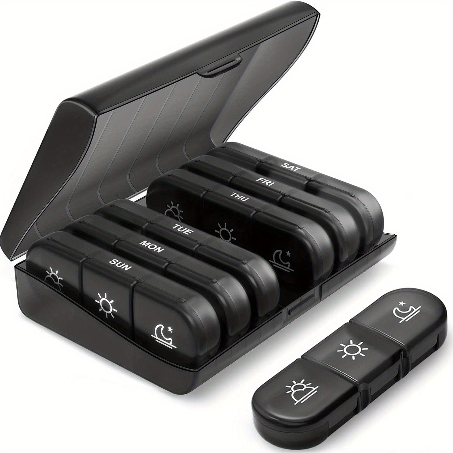 Portable 7-Day Pill Organizer with Light-Proof Containers
