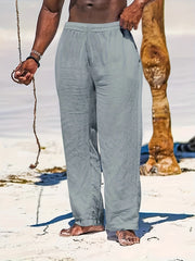 Men's Drawstring Beach Pants Solid Casual Baggy Trousers