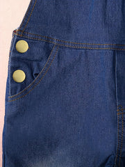 Toddler Girls Ruffle Trim Top & Denim Overalls Set