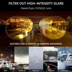 Night Driving Glasses Polarized Sunglasses Anti Glare Retro Aviator