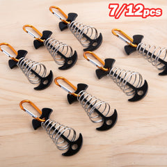 12pcs Tent Ground Anchor Pegs and Carabiners Set