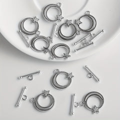 10sets OT Buckle Intgtd T Stick & Circle Toggle Clasps for DIY Jewelry