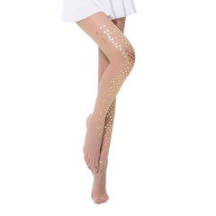 Sequin Decor High Waist Sheer Footed Pantyhose