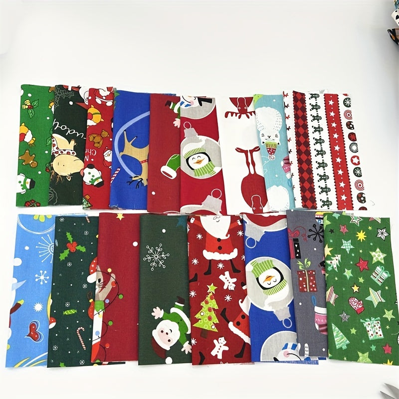 30pcs Christmas Patchwork Fabric Set, Printed Cotton for DIY Sewing Quilting