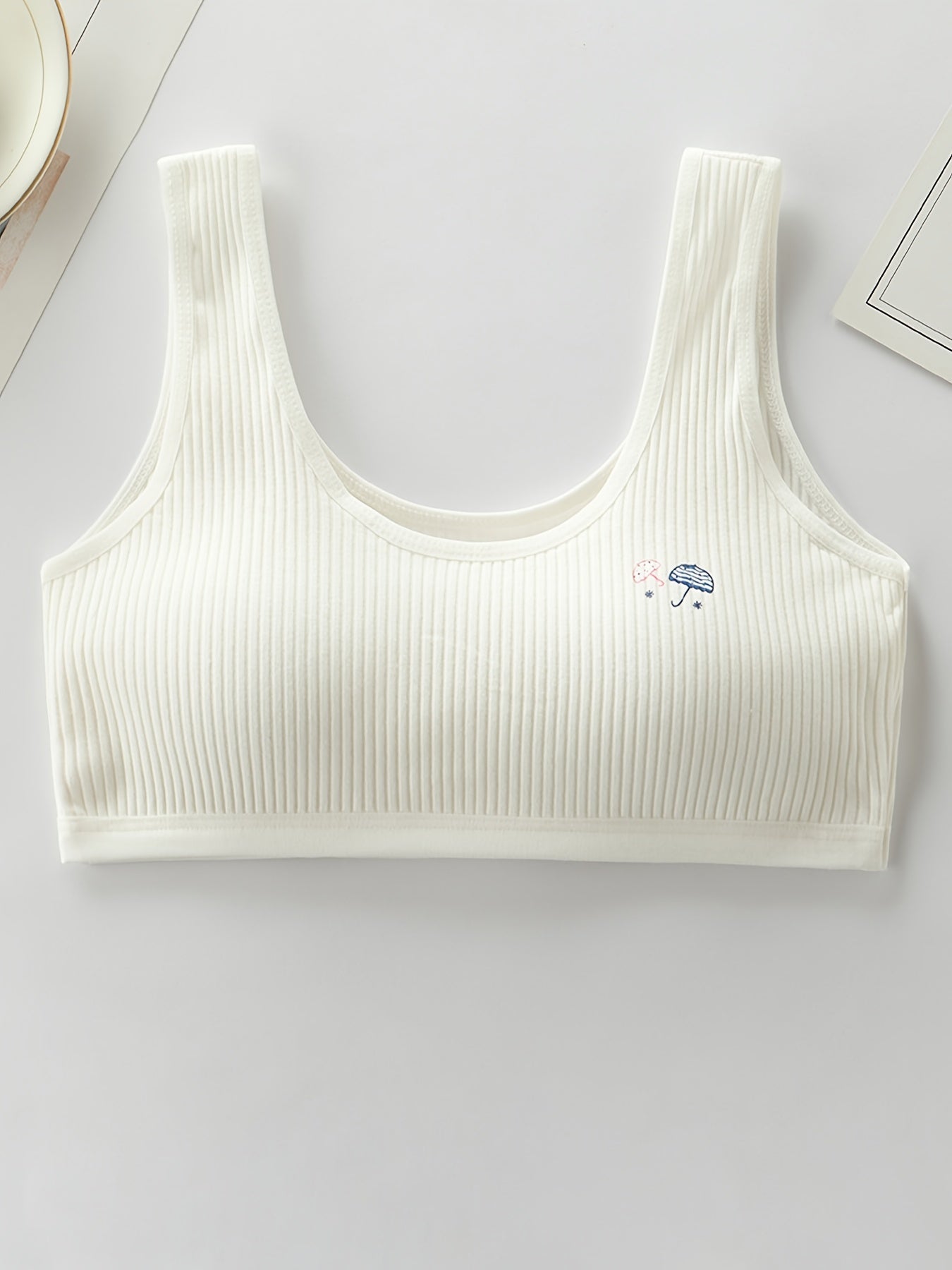 3Pcs Girls' Sports Bra with Umbrella Print