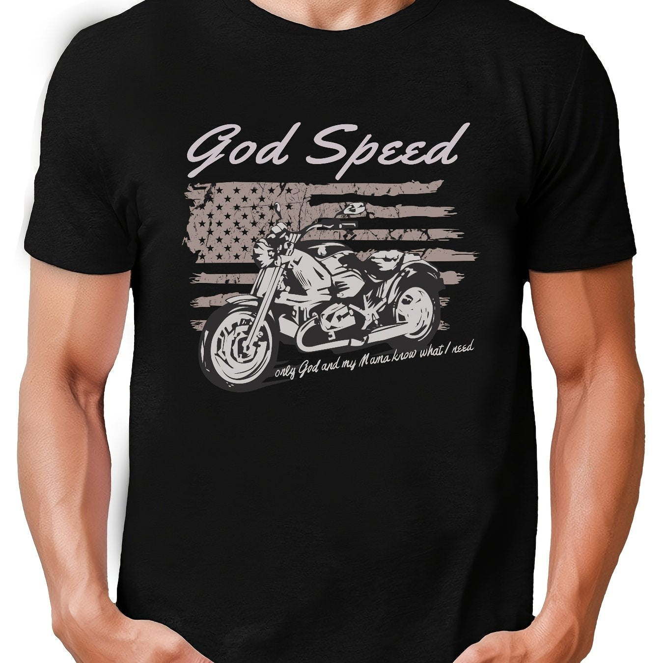 Motorcycle Pattern Cotton Tee Shirt Men's Casual Street Style
