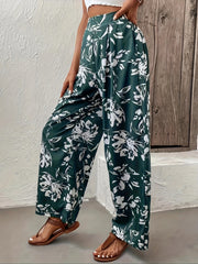 Floral Print Wide Leg Pants High Waist