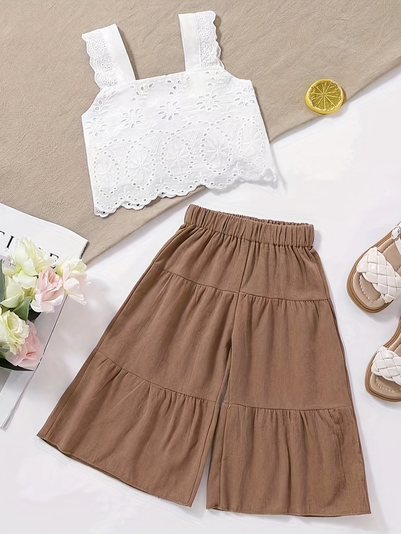 Baby Girls Cotton Cami Crop Top & Pants Set
