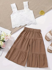 Baby Girls Cotton Cami Crop Top & Pants Set