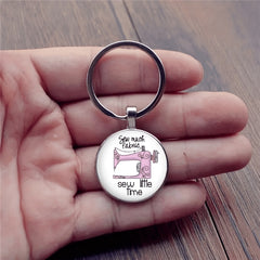 Retro Sewing Machine Keychain Necklace Bag Charm Jewelry