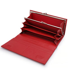 Crocodile Print Long Leather Wallet with Large Capacity