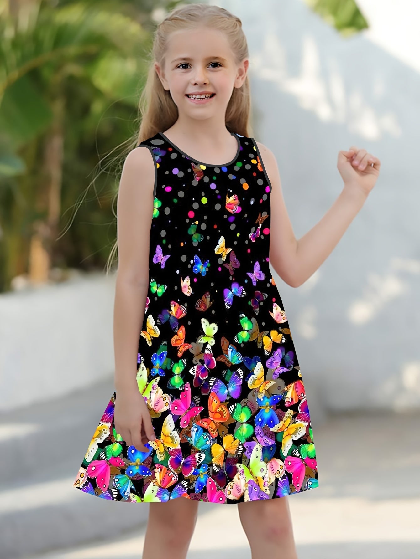Kids Girls' Butterfly A Line Casual Dress Above Knee Length