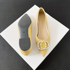 Women's Rhinestone Decor Slip On Chunky Heel Shoes