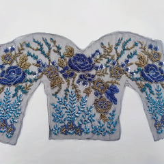 Beaded Tube Embroidered Lace Patch Applique Flower Sticker