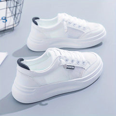 Women's Mesh Platform Sneakers Low Top Casual Skate Shoes