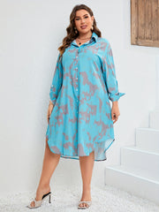 Tie Dye Button Up Long Sleeve Shirt Dress