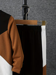 Boy's 2pcs Clash Sweatshirt & Sweatpants Set for Spring Fall