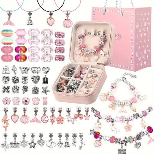 Mermaid Charm Bracelet Making Kit for Girls DIY Beaded Jewelry Making
