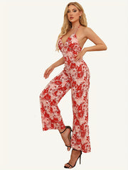 Floral Wide Leg Boho Jumpsuit for Women