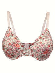 Floral Print Molded Cup Full Cover Padded Bralette